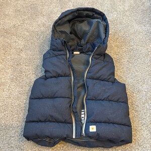 H&M Blue Puffy Vest removable hoodie size: 2-3 years